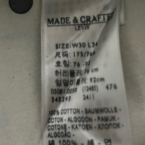 Levi’s Made & Crafted Tack slim rigid jeans size 30 like new - Picture 10 of 15